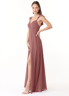 Azazie Emily Bridesmaid Dresses A-Line Ruched Chiffon Floor-Length Dress image3