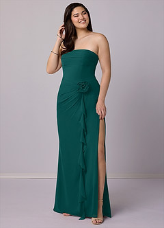 Barbie ♥ Azazie Bridesmaid Dresses Peacock Sheath Strapless Chiffon Convertible Dress image7