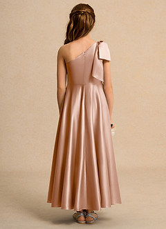 Azazie Guppy Junior Formal Flower Girl Klänningar Klä A-Line i Matt satäng Ena axeln image2