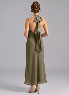 Azazie Velli Bridesmaid Dresses Willow Green Mermaid High Neck Chiffon Dress image2