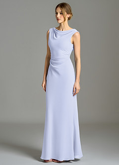 Azazie Kieryn Vestidos de damas de honor Vestido de Lavanda de Gasa de Corte Sirena con Plisado image3