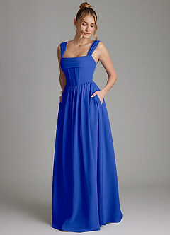 Azazie Caterina Bridesmaid Dresses Royal Blue A-Line Corset Chiffon Dress image5