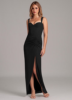 Azazie Ayla Bridesmaid Dresses Black Sheath Sweetheart Neckline Chiffon Dress image1