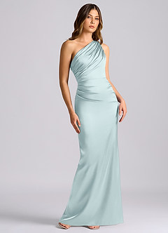 Azazie Akilah Brudtärnklänningar Klä av Sjöjungfru i Stretch Satin Ena axeln Dimma image1