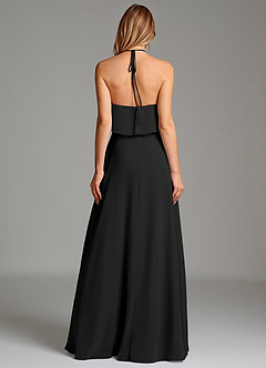 Azazie Cara Jurken voor thuis passen Jurk van Chiffon met A-Lijn Ruches Zwart image3