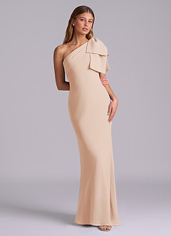 Azazie Yuanna Bridesmaid Dresses English Rose Mermaid One Shoulder Chiffon Dress image3