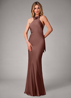 Azazie Velli Vestidos de damas de honor Vestido de Expresado de Satén Elástico de Corte Sirena image3