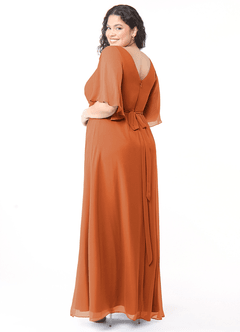 Azazie Cierra Bridesmaid Dresses Cinnamon A-Line V-Neck Chiffon Dress image12