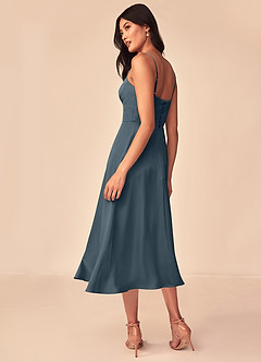 Azazie Dottie Bridesmaid Dresses Twilight A-Line Stretch Satin Dress image4