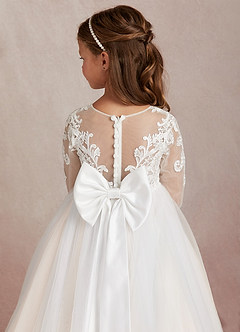 Azazie Elodie Blumenmädchenkleider Ballkleid Spitze Kleid Elfenbein Weißer Alabaster image8