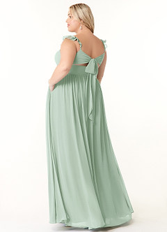 Azazie Metz Brautjungfernkleider A-Linie Herzchen Gerüscht Chiffon Kleid Agave image10