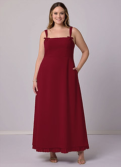 Barbie ♥ Azazie Bridesmaid Dresses Burgundy A-Line Pleated Chiffon Dress image9