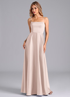Azazie Elita Brautjungfernkleider A-Linie Plissee Stretch-Satin Kleid Zartrosa image6