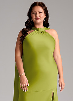 Azazie Kinsley Brautjungfernkleider Meerjungfrau-Linie Seitliche Cut-Outs Stretch-Satin Kleid Zitronengras image12