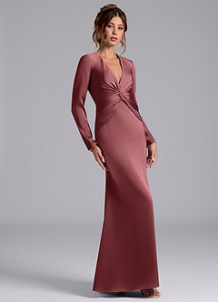 Azazie Valerie Bridesmaid Dresses Amethyst Mermaid Long Sleeve Stretch Satin Dress image4