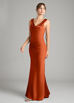 Azazie Rylina Bridesmaid Dresses Paprika Mermaid Stretch Satin Dress image4