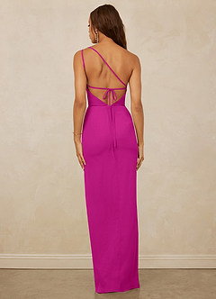 Christian Siriano Bridal for Azazie 1003 Bridesmaid Dresses Fuchsia Sheath One Shoulder Chiffon Dress image2