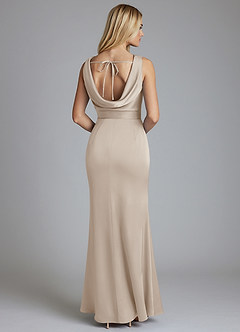 Azazie Tallie Bridesmaid Dresses Frost Mermaid Pleated Stretch Satin Dress image6