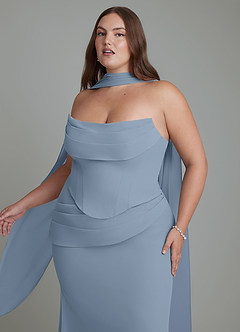 Azazie Sorrel Abiti da Damigella Abito Sirena in Chiffon Corsetto Blu Polveroso image11