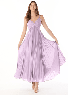 Azazie Raychelle Brautjungfernkleider A-Linie V-Hals Chiffon Kleid Frostiges Flieder image1