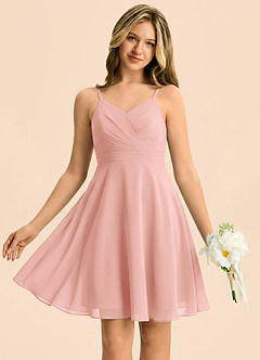 Azazie Avelina Junior Rosette A-Line Pleated Chiffon Dress image5