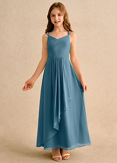 Azazie Zaida Girls Formal Flower Girl Dresses Bermuda A-Line Pleated Chiffon Dress image4