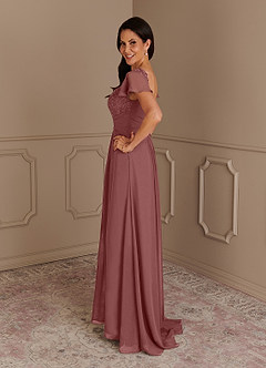 Azazie Gwenyth Kleider für die Brautmutter A-Linie Spitze Chiffon Kleid Wüstenrose image5