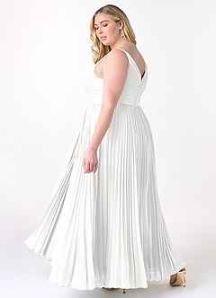 Azazie Raychelle Robes de demoiselle d'honneur Robe Trapèze en Mousseline de soie Col en V Blanc image11