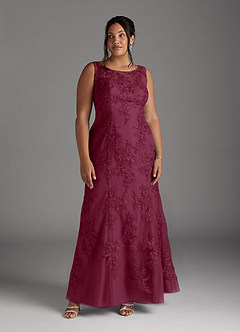 Azazie Whilhelmina Mother of the Bride Dresses Mulberry Mermaid Lace Chiffon Dress image12