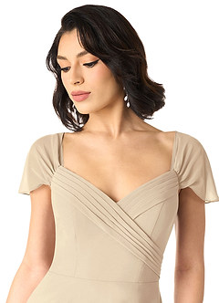 Azazie Tancie Bridesmaid Dresses Champagne A-Line Off the Shoulder Chiffon Convertible Dress image4