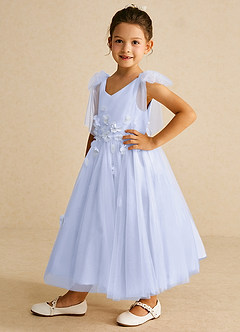 Azazie Minia Flower Girl Dresses Lavender A-Line Bow Matte Satin Dress image5