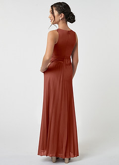 Azazie Lindie Junior Auburn A-Line Pleated Chiffon Dress image8