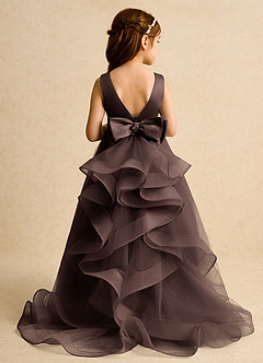 Azazie Lior Robe Demoiselle D'honneur Fillette Robe Princesse en Tulle Plissée Ganache image8