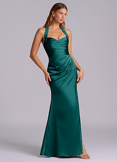 Azazie Destiny Bridesmaid Dresses Peacock Mermaid Sweetheart Neckline Stretch Satin Dress image3