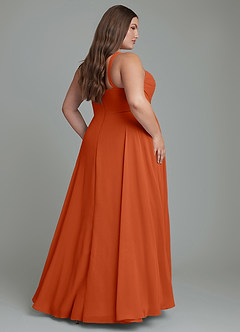 Azazie Shaude Bridesmaid Dresses Burnt Orange A-Line Pleated Chiffon Dress image7