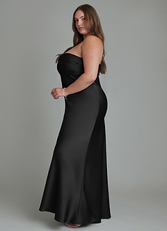 Azazie Saylor Brautjungfernkleider Meerjungfrau-Linie Schulterfrei Stretch-Satin Kleid Schwarz image14