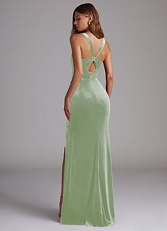 Azazie Mero Bridesmaid Dresses Dusty Sage Sheath Pleated Velvet Dress image6