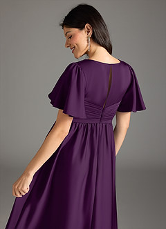 Azazie Verna Maternity Bridesmaid Dresses A-Line Ruched Stretch Satin Floor-Length Dress image8