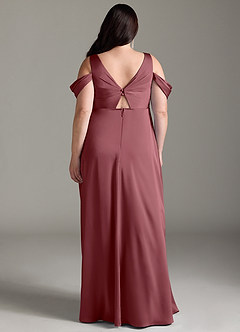 Azazie Rhea Maternity Bridesmaid Dresses A-Line Off-The-Shouler Pleated Stretch Satin Floor-Length Dress image9