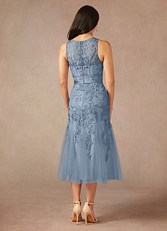 Azazie Herrin Abiti per la Madre della Sposa Abito Sirena in Pizzo Blu Polveroso image3