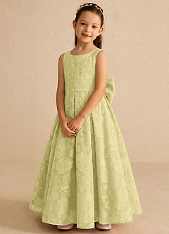 Azazie Pipssy vestidos de niña de las flores Vestido Sorbete De Limón de Devorado Floral de Línea A con Plisado image4