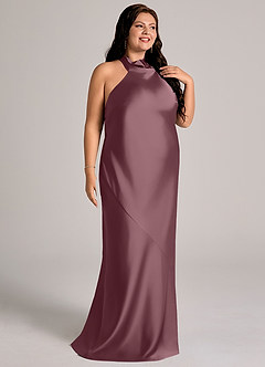 Azazie Velli Bridesmaid Dresses Amethyst Mermaid High Neck Stretch Satin Dress image7