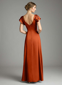 Azazie Omari Bridesmaid Dresses Paprika A-Line Stretch Satin Dress image2