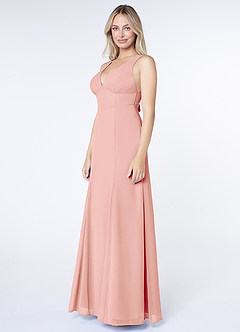 Azazie Christiana Bridesmaid Dresses Rosette A-Line V-Neck Pleated Chiffon Dress image4