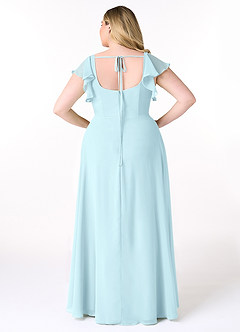 Azazie Bondi Brautjungfernkleider A-Linie Gekräuselt Chiffon Kleid Wolke Blau image8