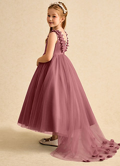 Azazie Lorita Robe Demoiselle D'honneur Fillette Robe Trapèze en Tulle Perlé Améthyste image3