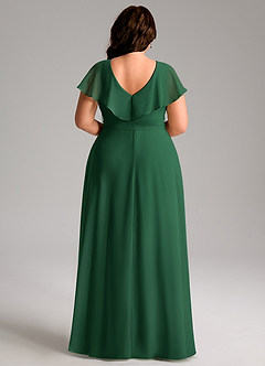 Azazie Lainey Bridesmaid Dresses Dark Green A-Line with Pockets Chiffon Dress image2