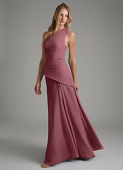 Azazie Holly Bridesmaid Dresses Desert Rose A-Line Corset Chiffon Dress image4