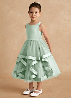 Azazie Posy Flower Girl Dresses Agave A-Line Beaded Tulle Dress image3