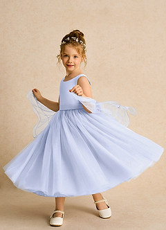Azazie Pear Flower Girl Dresses Lavender Ball-Gown Bow Tulle Dress image2